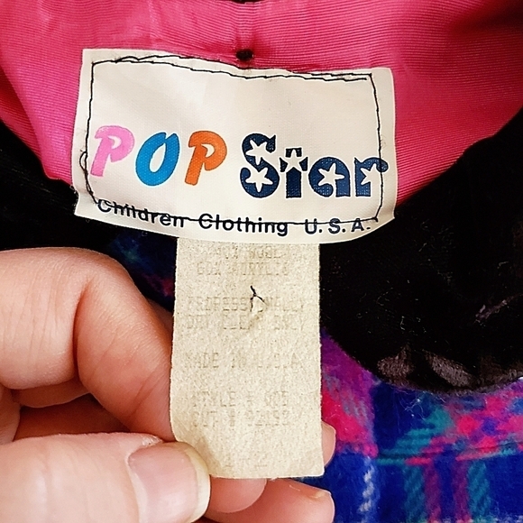 BK01 * Pop Star Girls Wool Blend Coat Blue Pink Size 1-2 Vintage - Picture 3 of 7